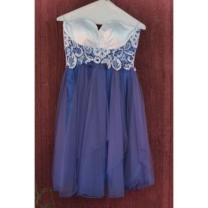 Formal blue and white lace dress